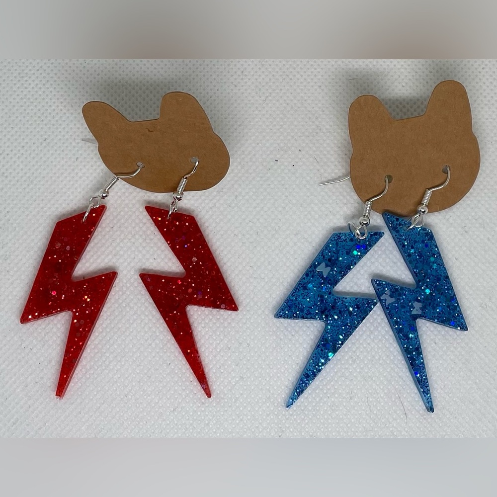 Epoxy Resin Lightning Bolt Earrings
